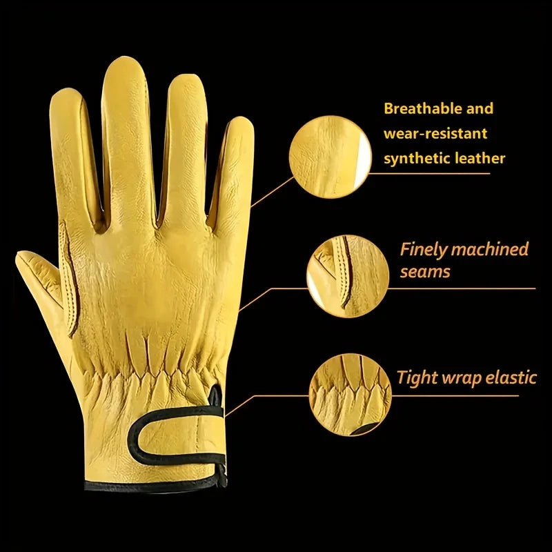 1 pair of work gloves, suitable for gardening, sports, motorcycles, and driving, finely processed with soft leather material