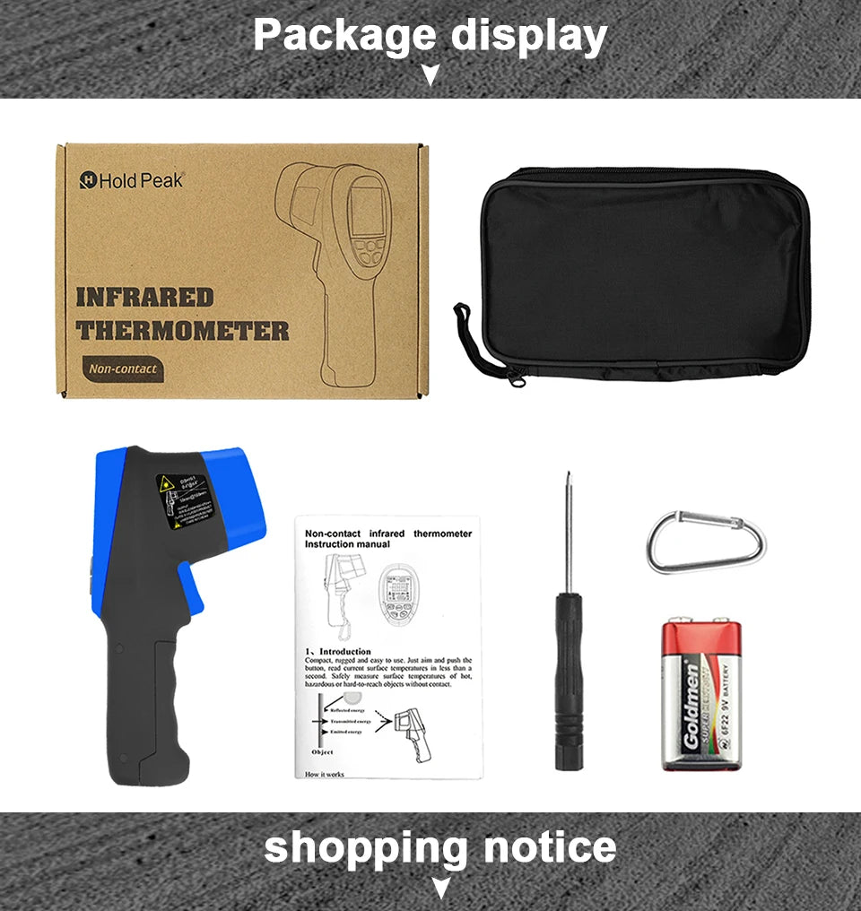 Infrared Thermometer Non-Contact Digital Laser Temperature Gun with -50°C~800°C, Adjustable Emissivity for Cooking/BBQ/Freezer