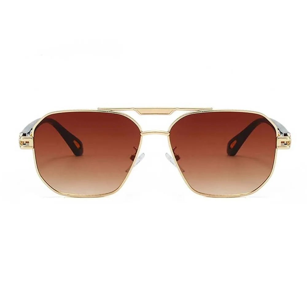 Retro Double Bar Sunnies Square Frame Sunshade Eyewear Unisex Polarizing Lens Sunglasses PC Decorative Anti-UV Glasses Summer