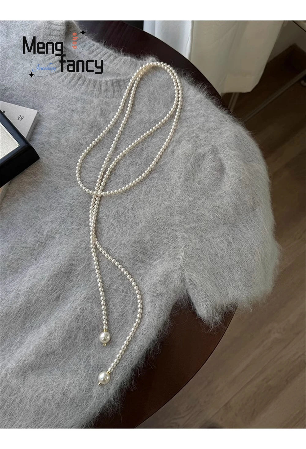 This 130cm Long Glass Pearl Necklace Can Be Worn In Multiple Ways. The Long Necklace Is Elegant And Trendy. It's A Retro Sweater