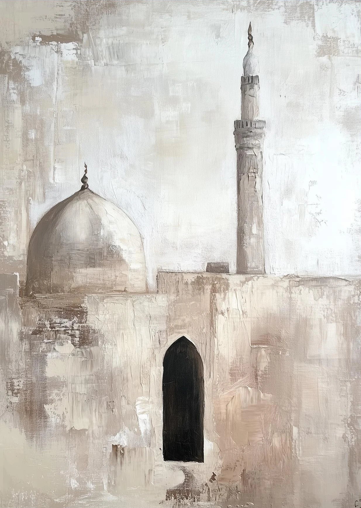Muslim Mosque Islamic Architecture Archway Poster Minimalist Neutral Beige Canvas Printing Wall Art Picture for Room Home Decor