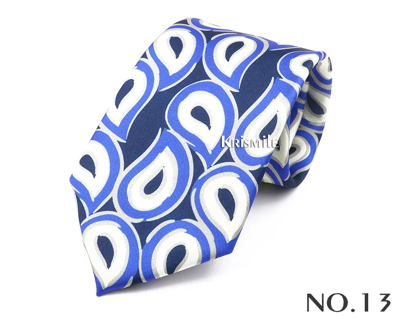 New Design Bohemian Style Necktie For Men Silk Touch Soft Blue Red Yellow Necktie Fit Wedding Party Business Office Accessory