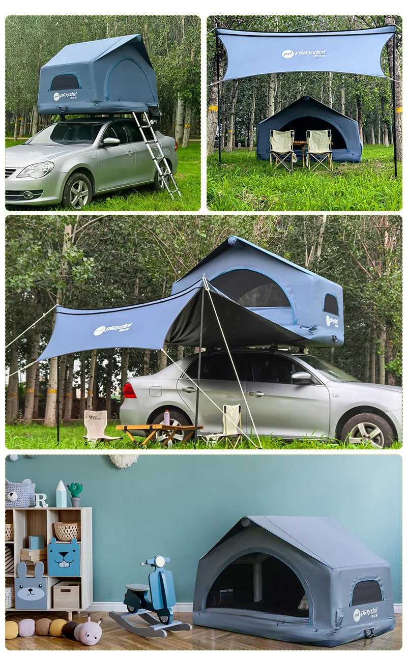 Inflatable Rooftop Tent Car Roof Tent Glamping Outdoor Tents Versatile Shell Wing Large Internal Lightweight Waterproof Rooftop