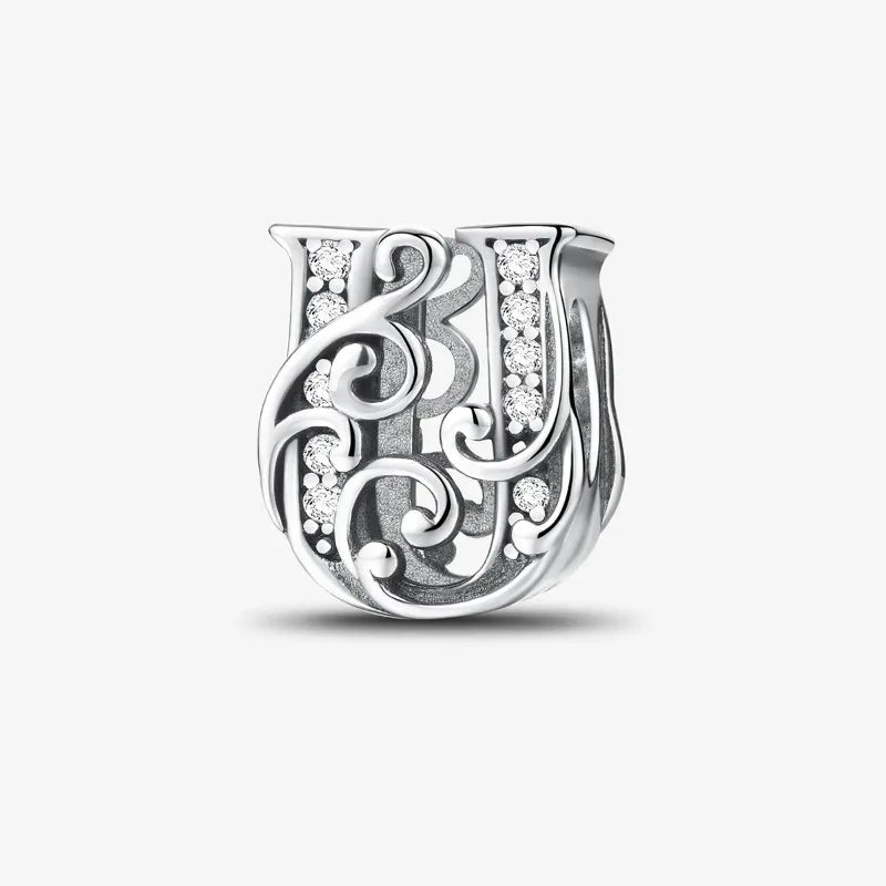 925 Sterling Silver English Letter Charms Beads Fit Original Pan DIY Bracelets Making Gift Of High Quality Fine Jewelry