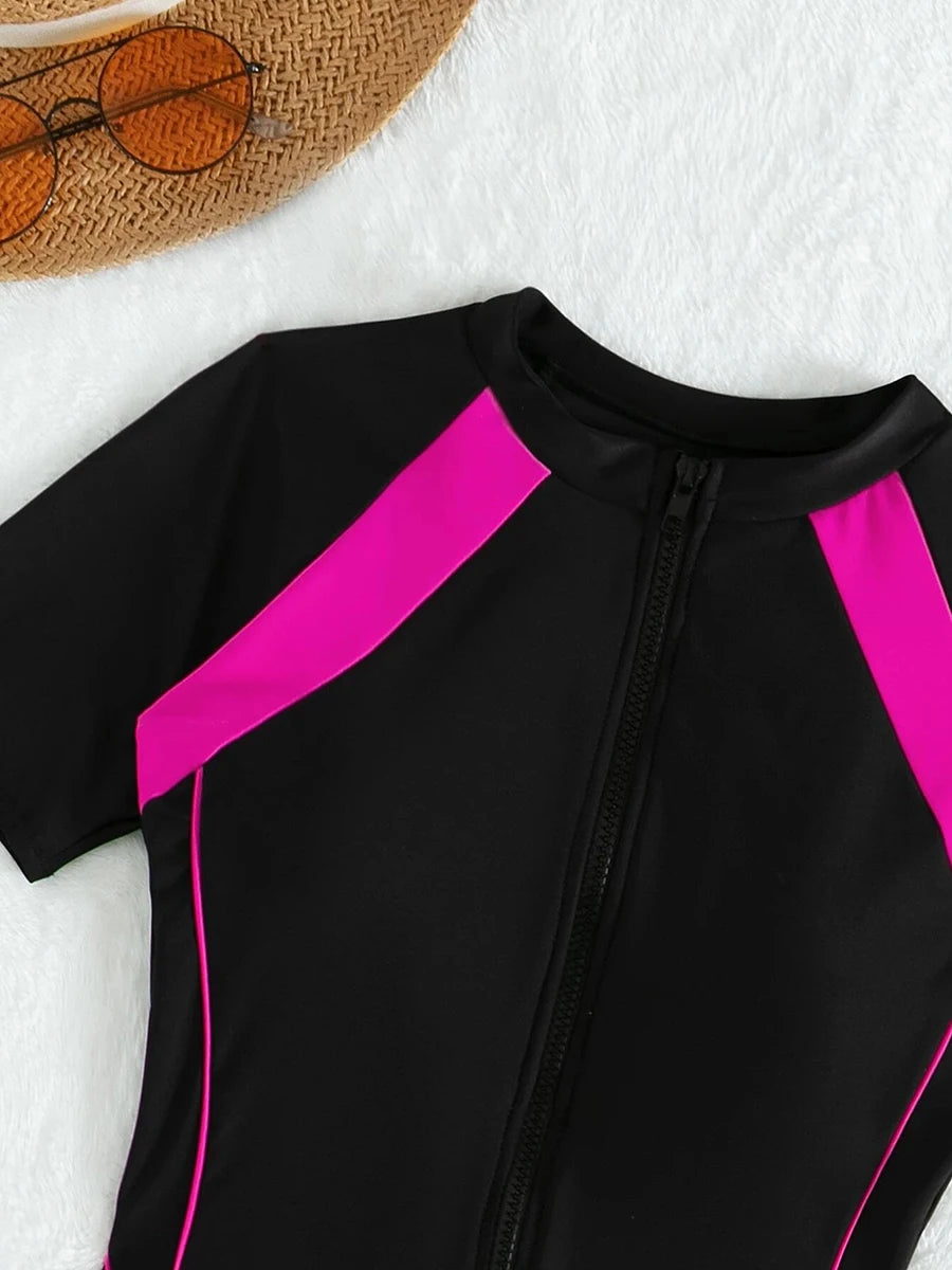 Short Sleeve Surfing Swimsuit 2026 Slim Bodysuit Swimwear Women One Pieces Rashguard Diving Clothes Bathing Swimming Swim Suit