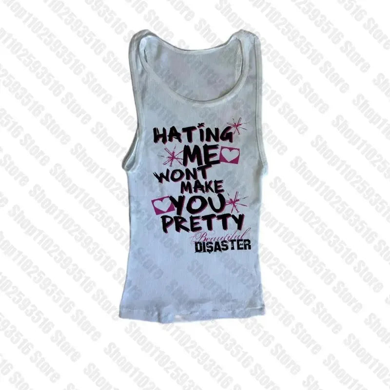 Summer Women's Cropped Crop Tops for Women Tanks & Camis Grunge Clothes Y2k Female Top Aesthetic Women's Blouses Emo Harajuku