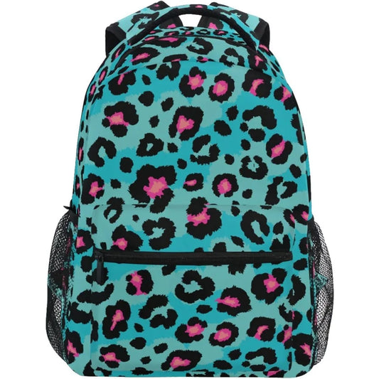 School Start Best Seller! Blue Leopard Print Backpack, Trendy Animal Pattern, Stylish Bag for Bold Style Fans