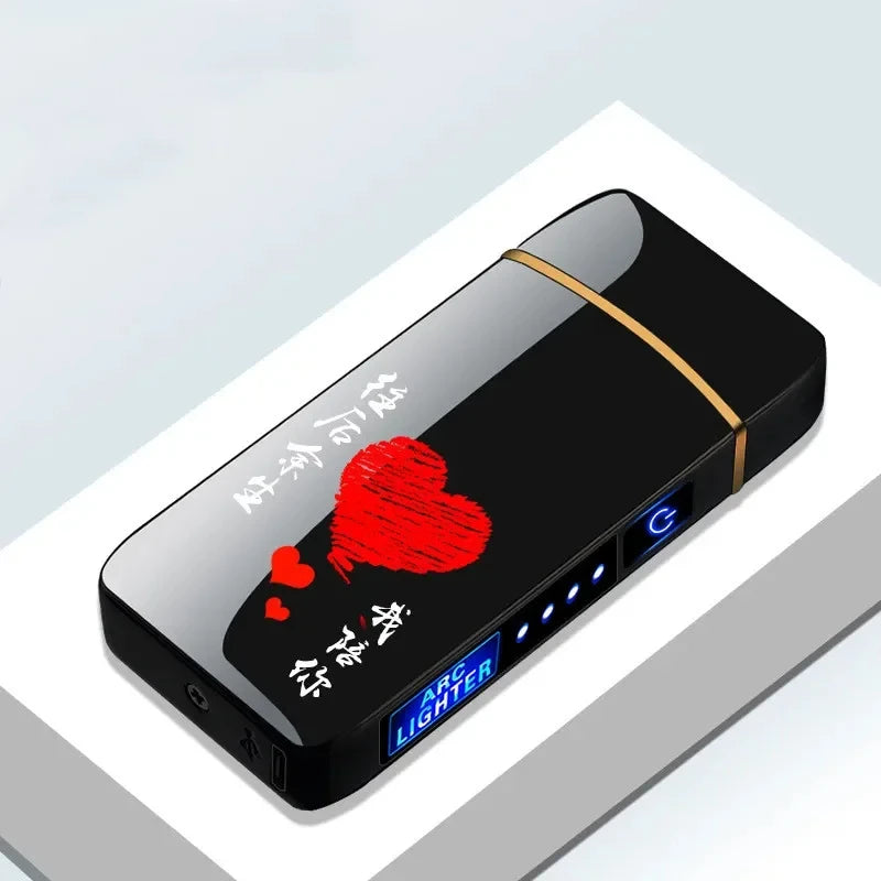 Hot Electric Windproof Metal Lighter Double Arc Plasma Flameless Rechargeable USB Lighter LED Power Display Touch Sensor Lighter