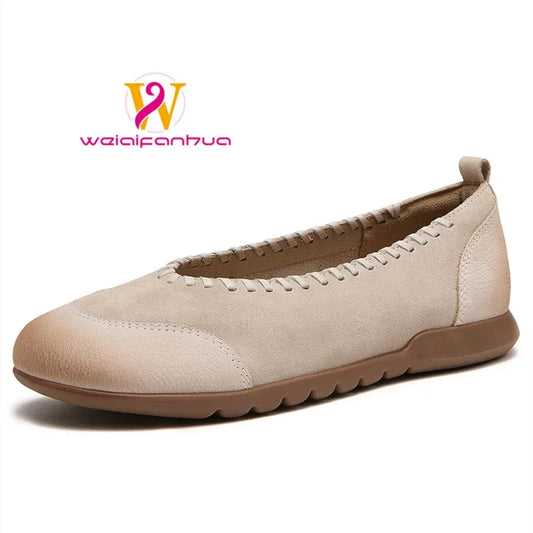 Women's Flat Shoes - 2026 New Style Leather Casual Fashion Single Shoes - Women's Wide-Toe Comfortable Mom Shoes Loafers Women