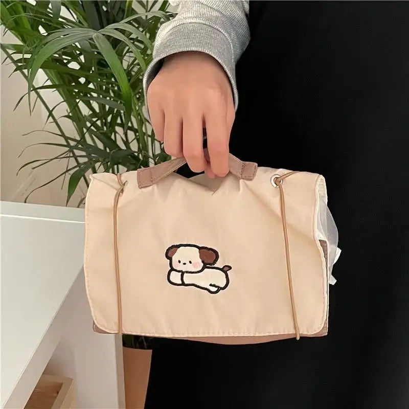 Women's Makeup Bags Cartoon Dog Cute Kawaii Large Capacity Portable Storage Bags Mesh Detachable Business Travel Washbags Girls