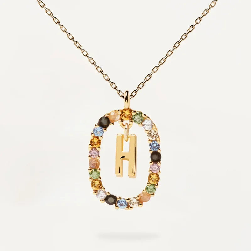 925 Sterling Silver Gold Letters A - Z Initial M S C K Alphabet Pendente Long Chain Necklace Say My Name Fine Jewelry