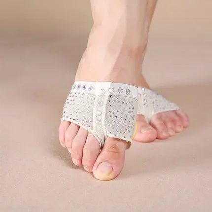Professional Belly Ballet Dance Foot Thong ToePad Practice Shoes Metatarsal Forefoot Half Lyrical Protection Rhinestone Footwear