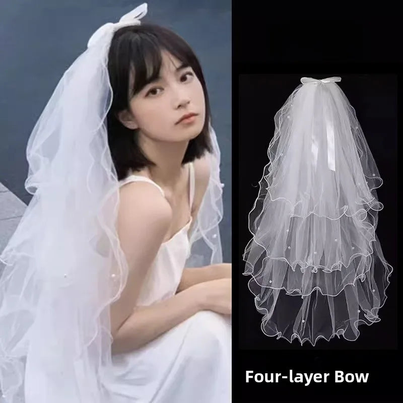 Wedding Veil Bridal Headwear Engagement Proposal Simple Elegant Soft Tulle Headpiece for Bride Ceremony Registration