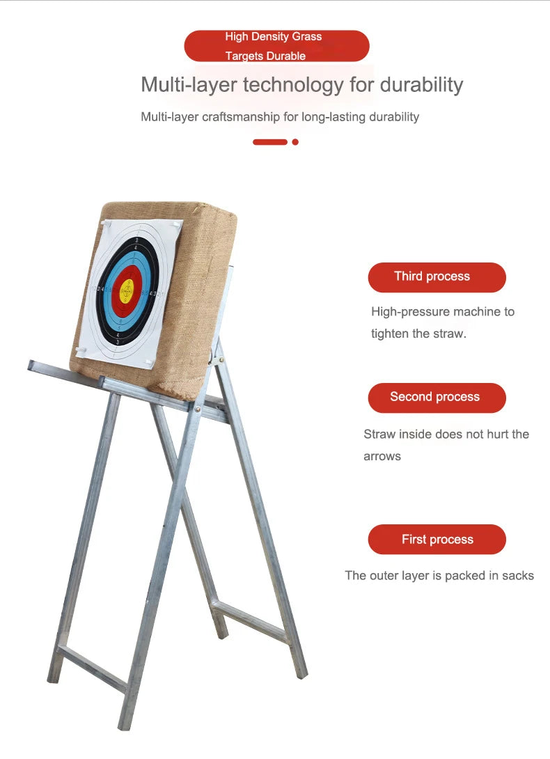 Archery Target Grass Square Target For Backyard - 20inch Bow Archery and Arrows Block Straw Target For Compound Recurve Bow Shoo