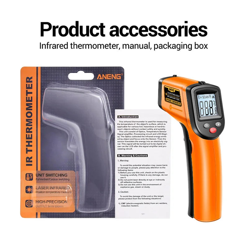 TH201 Digital Thermometer Handheld Non-Contact Laser Temperature Meter Gun Temperature Tester Instruments Pyrometer 2025