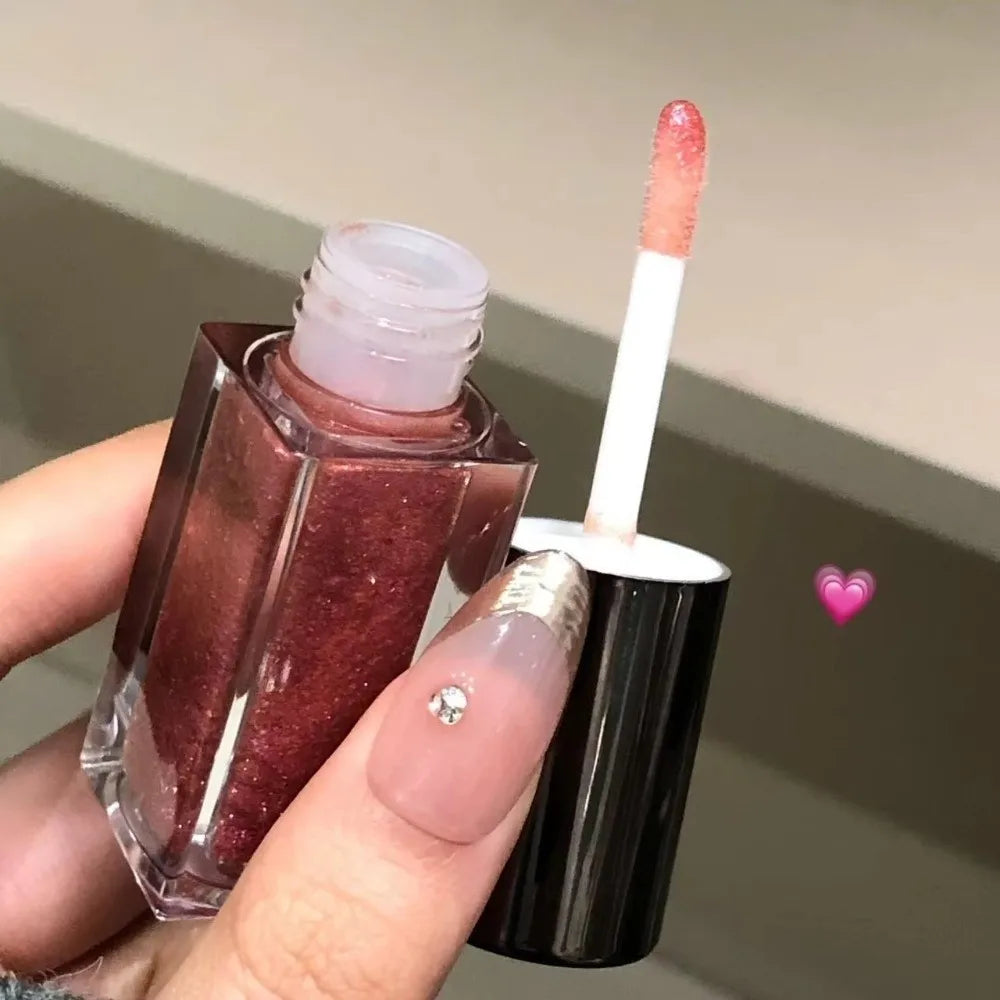 Sparkle Long-Lasting Lip Gloss Non-Fading Moisturizing Liquid Lipstick Non-Sticky Clear Lip Glaze for Women