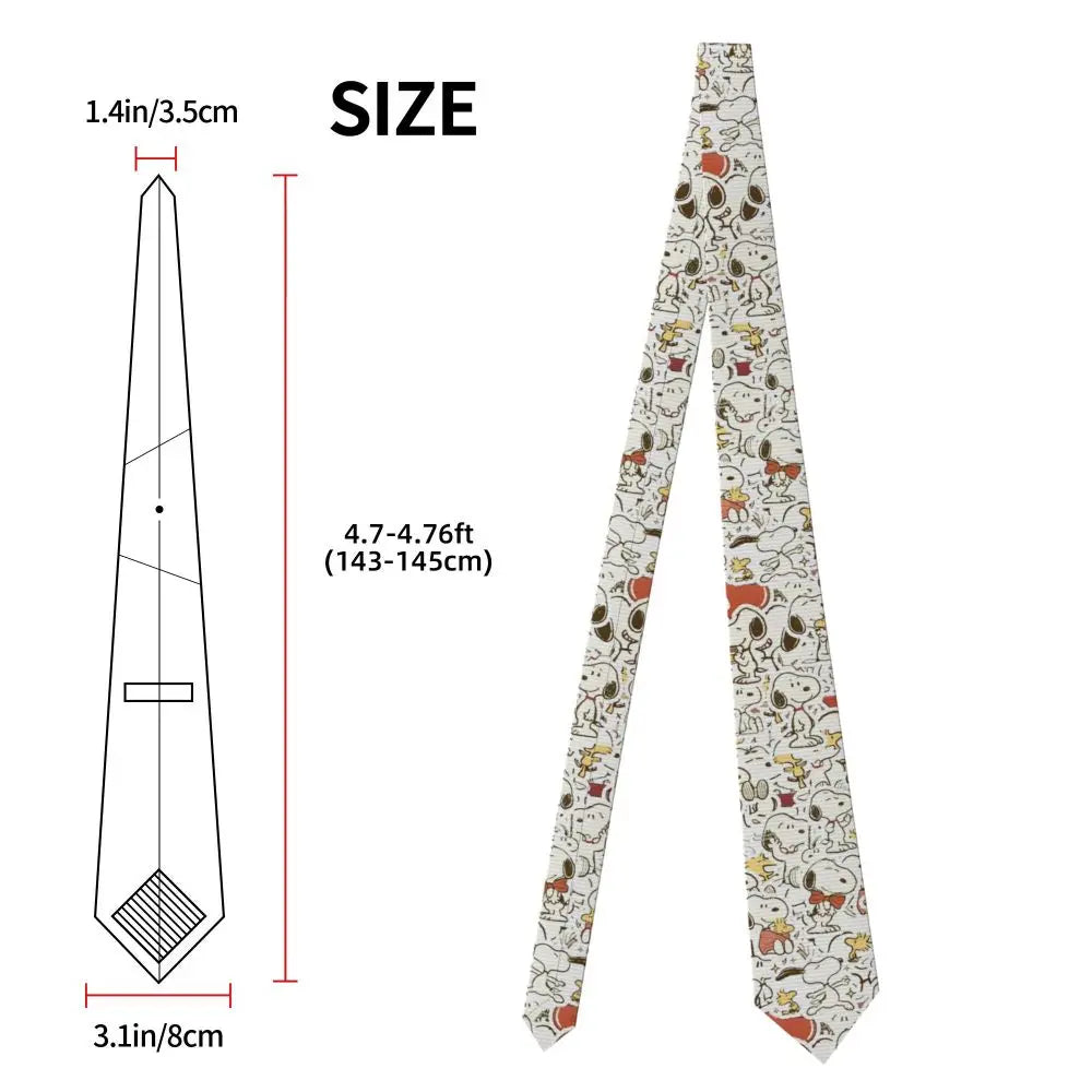 Snoopys & Woodstock Smile Giggle Laugh Neckties Silk 8 cm Neck Tie for Mens Shirt Accessories Cravat Wedding Accessories Office