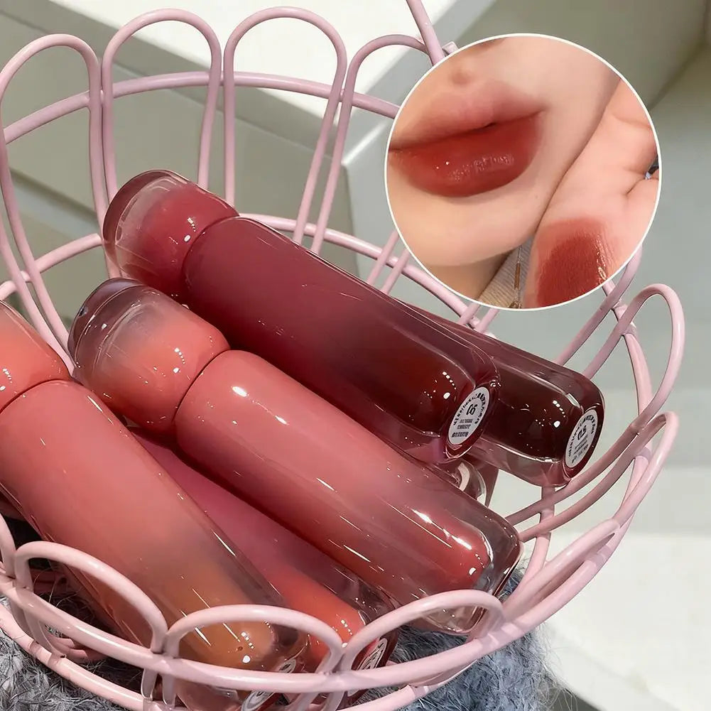 Tulip Pink Lip Glaze Mirror Water Lip Gloss Moisturizing Liquid Lipstick Long-Lasting Shiny Lip Gloss Student-Friendly Cosmetics