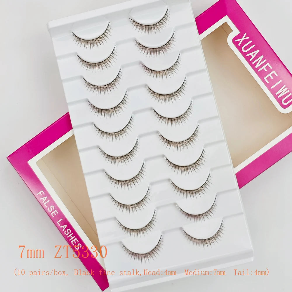 Xuanfeiwu Natural Short Style No-Makeup Look Sparse Full-Strip Ultra-Natural Realistic One-Piece Natural-Looking False Eyelashes DIY Self-Application Beginner Light Makeup Eyelashes