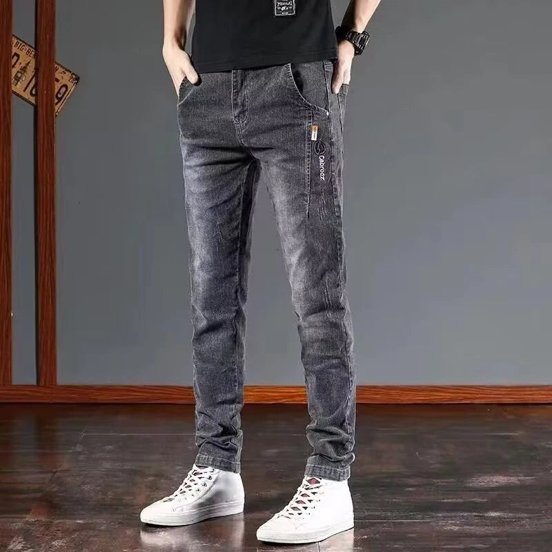 Spring Autumn Men Daily Versatile Denim Pants Male Wear-resistant Retro Wash Denim Trousers New High Quality Brand Casual Jeans