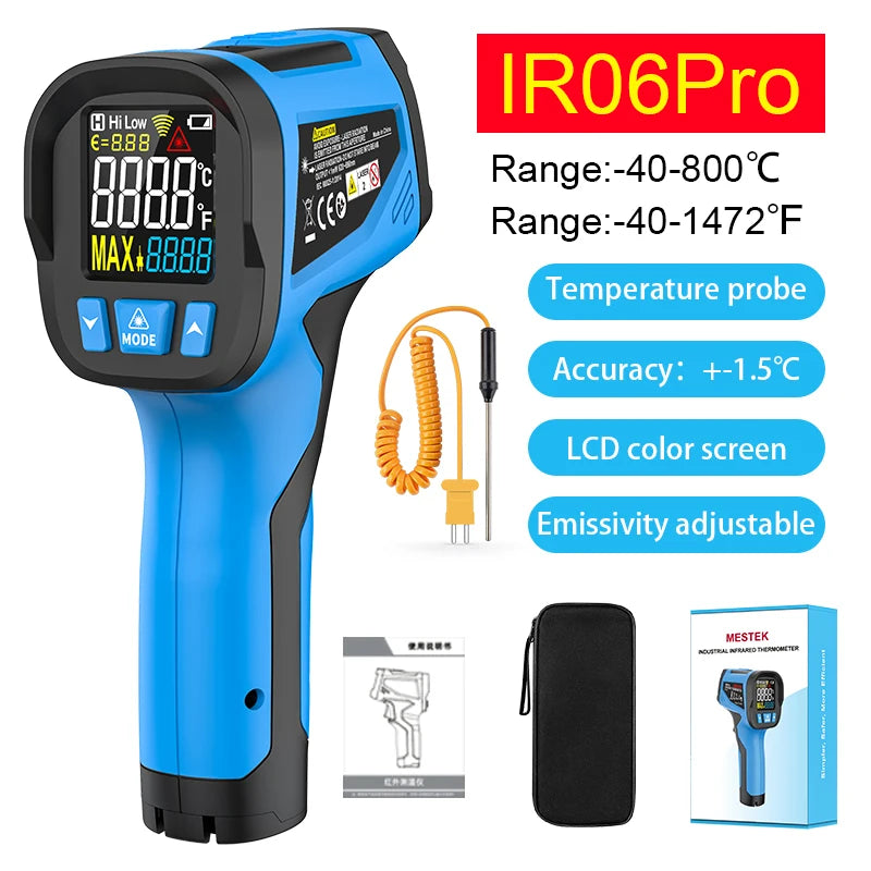 Infrared Thermometer 600~800°C Kitchen Digital Laser Temperature Meter Non-contact Pyrometer Food BBQ Heat meter Thermal imager
