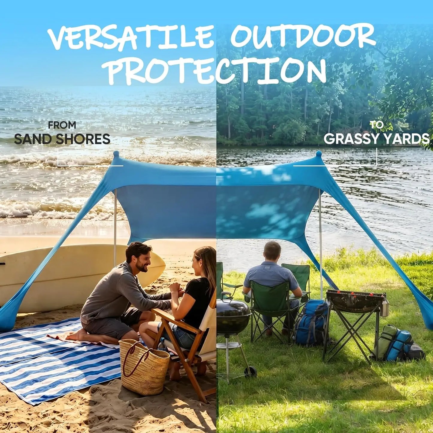 Camping Tent Windproof Pop Up Awning Outdoor Beach Sun Shade UV Ultralight Beach Canopy Tents for Camping Fishing Picnics