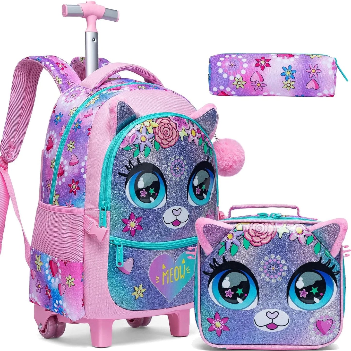 Children's School Bags Kids Rolling Backpack for Girls Luggage Suitcase with Wheels Trolley Wheeled Backpacks for School Travel