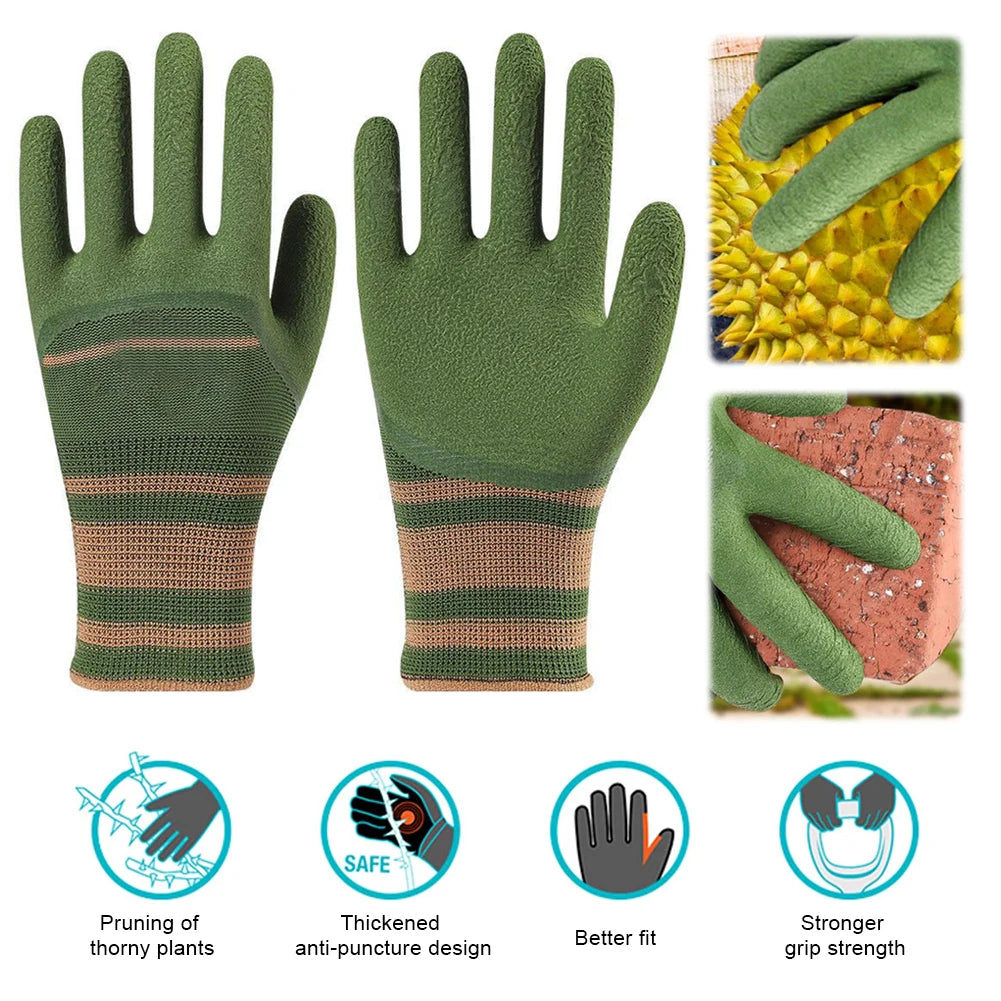 1/2pairs Gardening Gloves Latex Waterproof Horticultural Gloves Non-slip Protective Gear Vegetable Flower Plant Gardening Glove