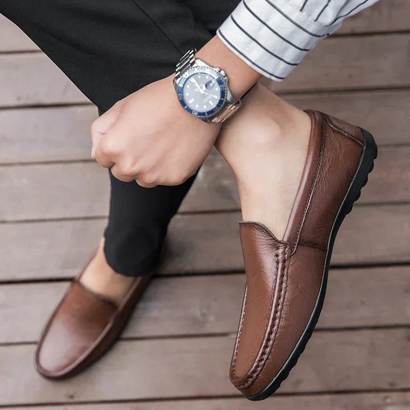 Genuine Leather Men Casual Shoes Luxury Brand Comfortable Man Loafers Italian Moccasins Breathable Slip on Men Driving Shoes