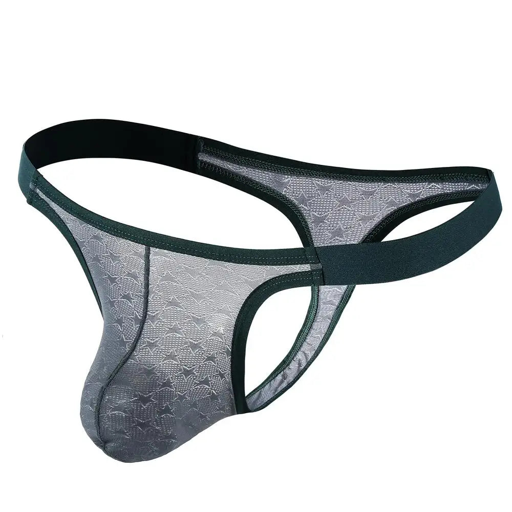 Men Thongs Sexy Underwear T-Back Underpants Breathable  Ice Silk Briefs Big U convex Pouch Thongs G-String Male Lingerie Panties