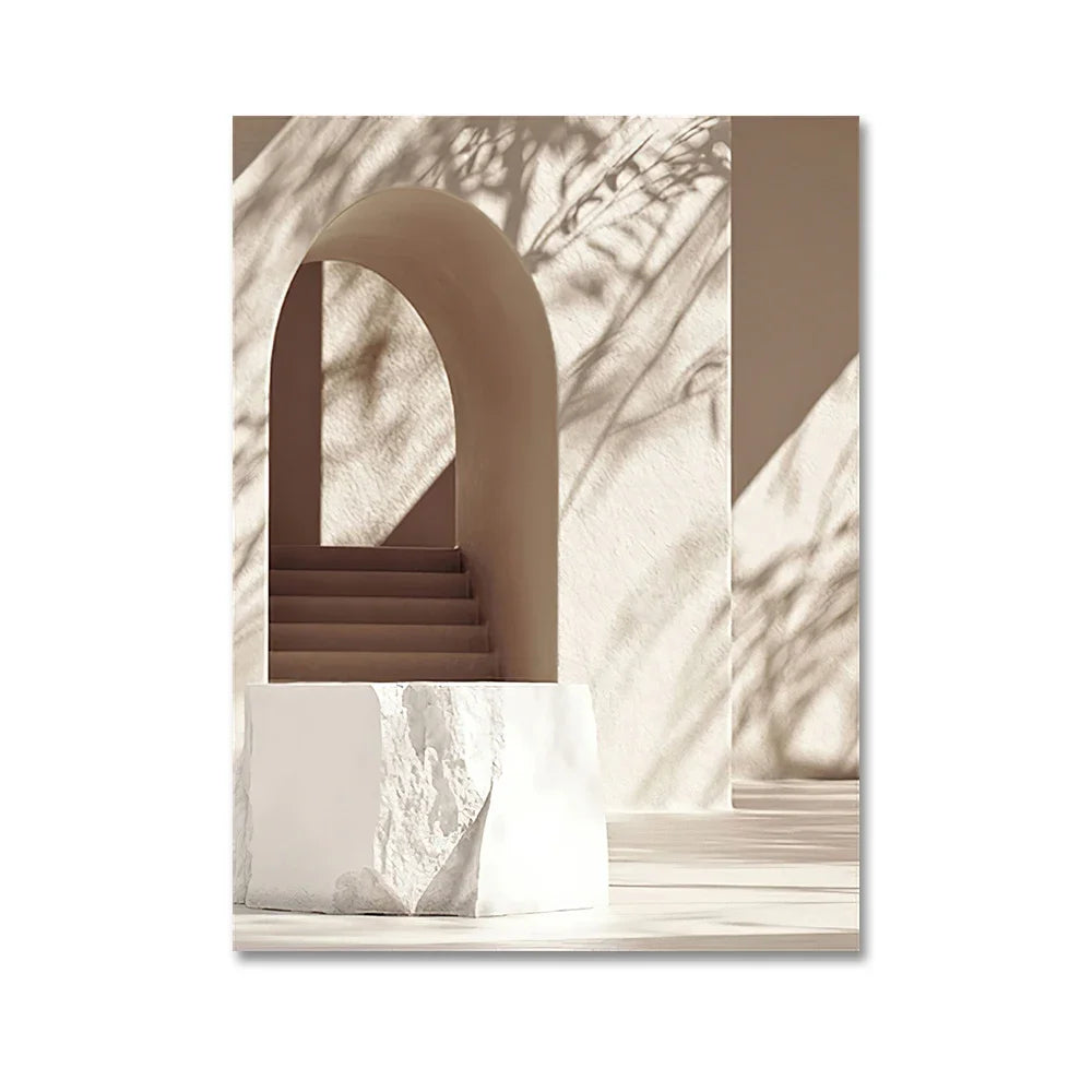 Islamic Beige Landscape Art Poster Prints Mosque Morocco Wall Canvas Painting Bohemia Picture for Living Room Home Decoration