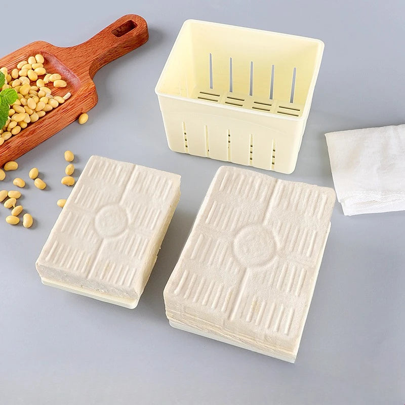 DIY Plastic Tofu Press Mould Homemade Tofu Mold Soybean Curd Tofu Making Mold With Cheese Cloth Kitchen Cooking