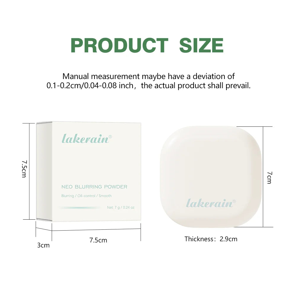 Lakerain Blurring Oil Control Powder Smooth Matte Finish Sweat Humidity Resistant Leak-Proof Design Blurring Hydrating Powder