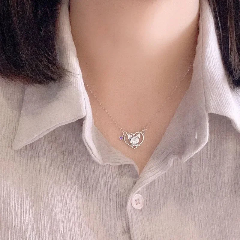 Cartoon Anime Necklace Set Cute Animal Clavicle Chain Pendant Earrings Jewelry Set Jewelry Accessories Girl Gift