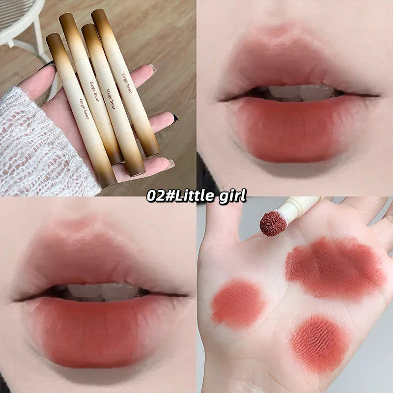 Gege Bear Velvet Matte Lip Powder Cream — Soft Velvet Finish, Natural-Looking and Skin-Tone Enhancing, Long-Lasting,