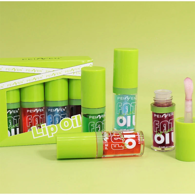 Lip Gloss Oil Kit (4 Colors),Jelly Water Shine Lipstick Set,Long-Lasting Moisturizing Makeup,Lightweight Lipgloss,Fade Lip Lines