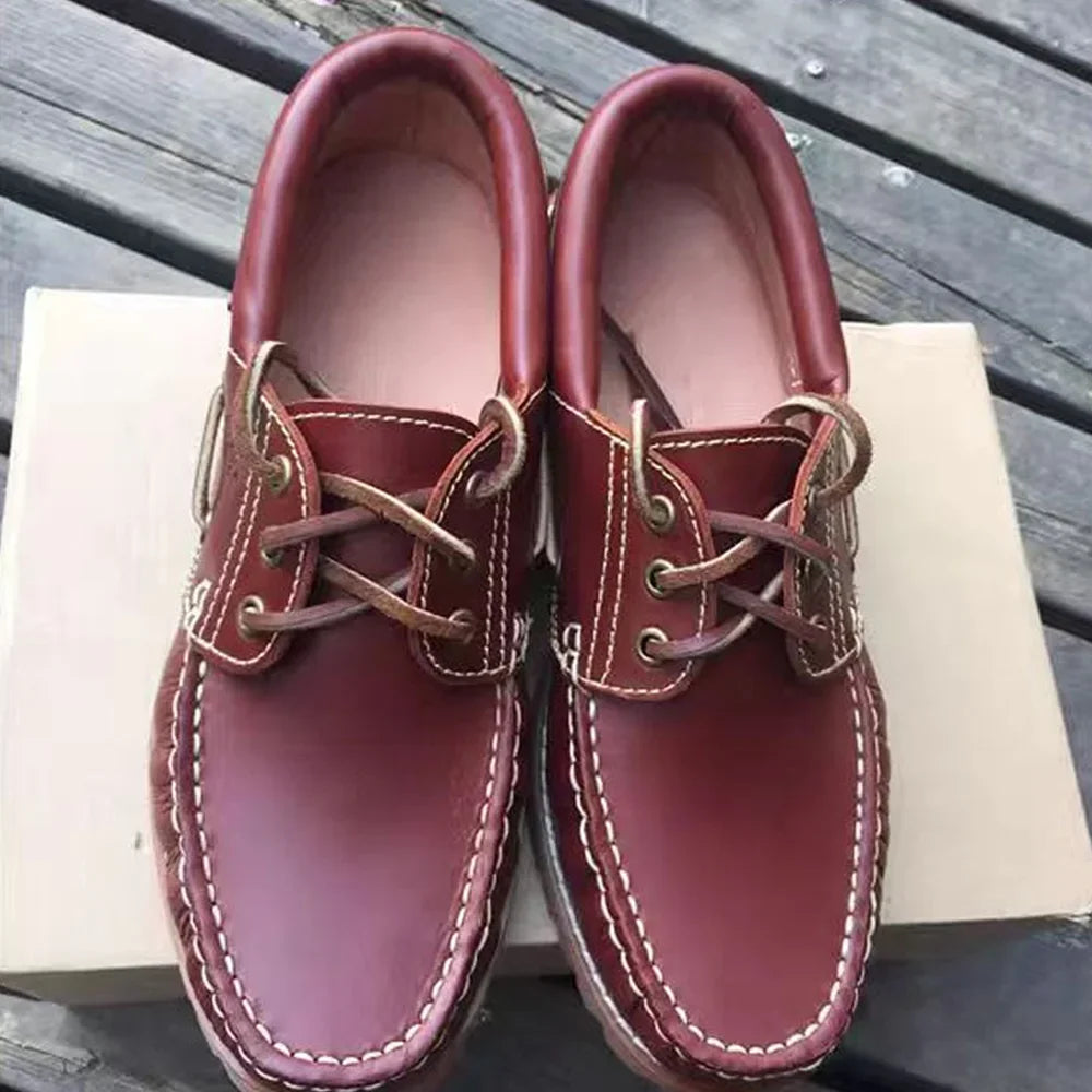 Fashion Genuine Leather Men's Loafers Soft Casual Derby Shoes Moccasins Boat Shoes Platform Male Black Brown Lace-up Oxfords