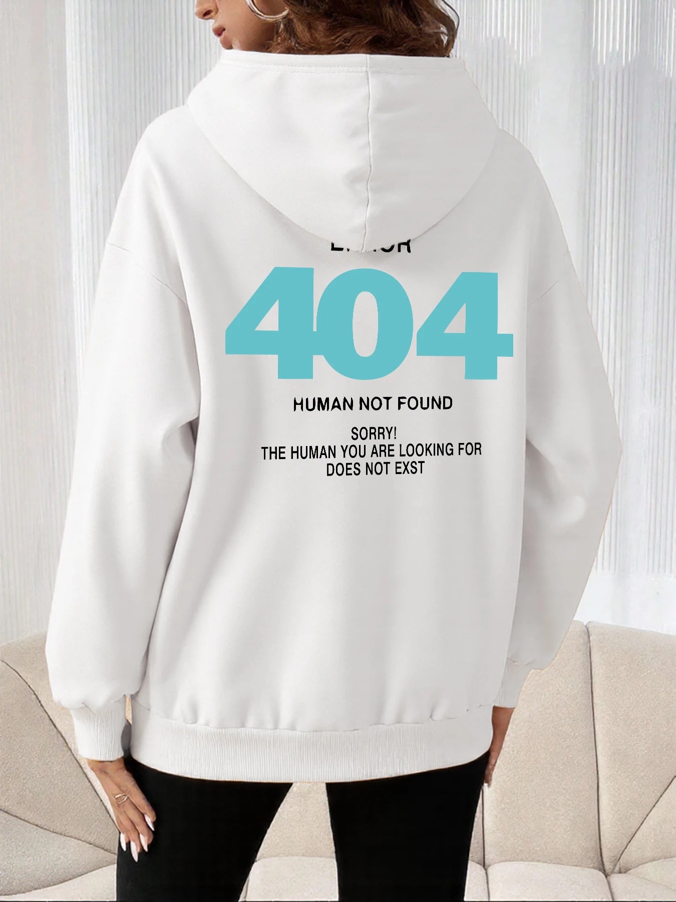 Women's Hoody Error 404 Human Not Found sorry Prints Hoodies Fleece Long Sleeve Oversized Clothes Hip Hop Street Pullover