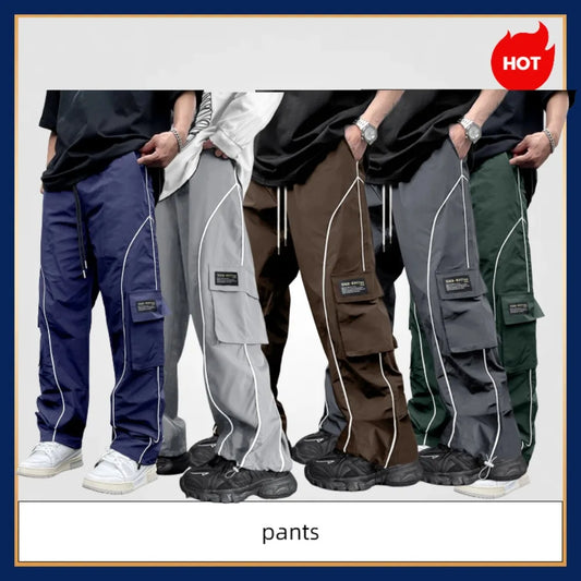 European and American Workwear Pants Men Summer New American Trendy Brand Fashion Loose Fit Casual Trousers