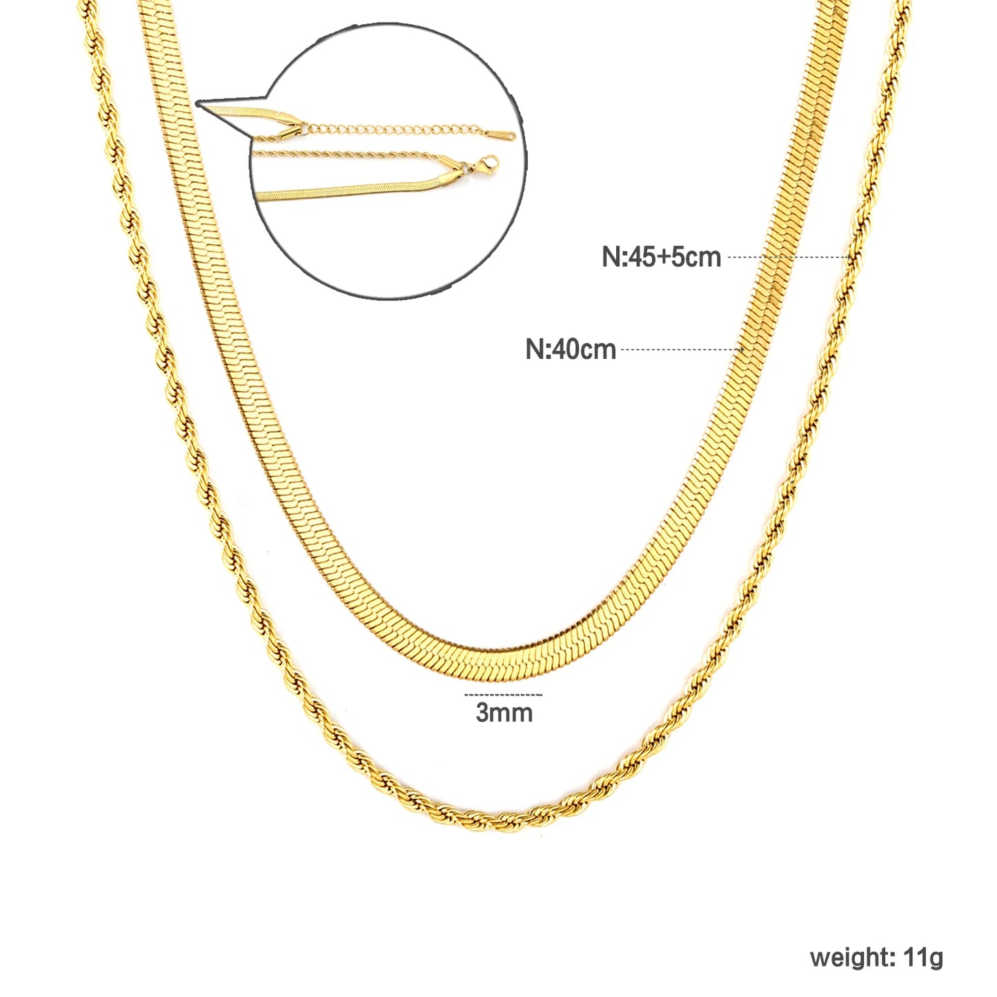 Fashion Trend Collarbone Necklace Double-Layer Chain Jewelry Stainless Steel Gold-Plated Elegant Waterproof Accessory for Women