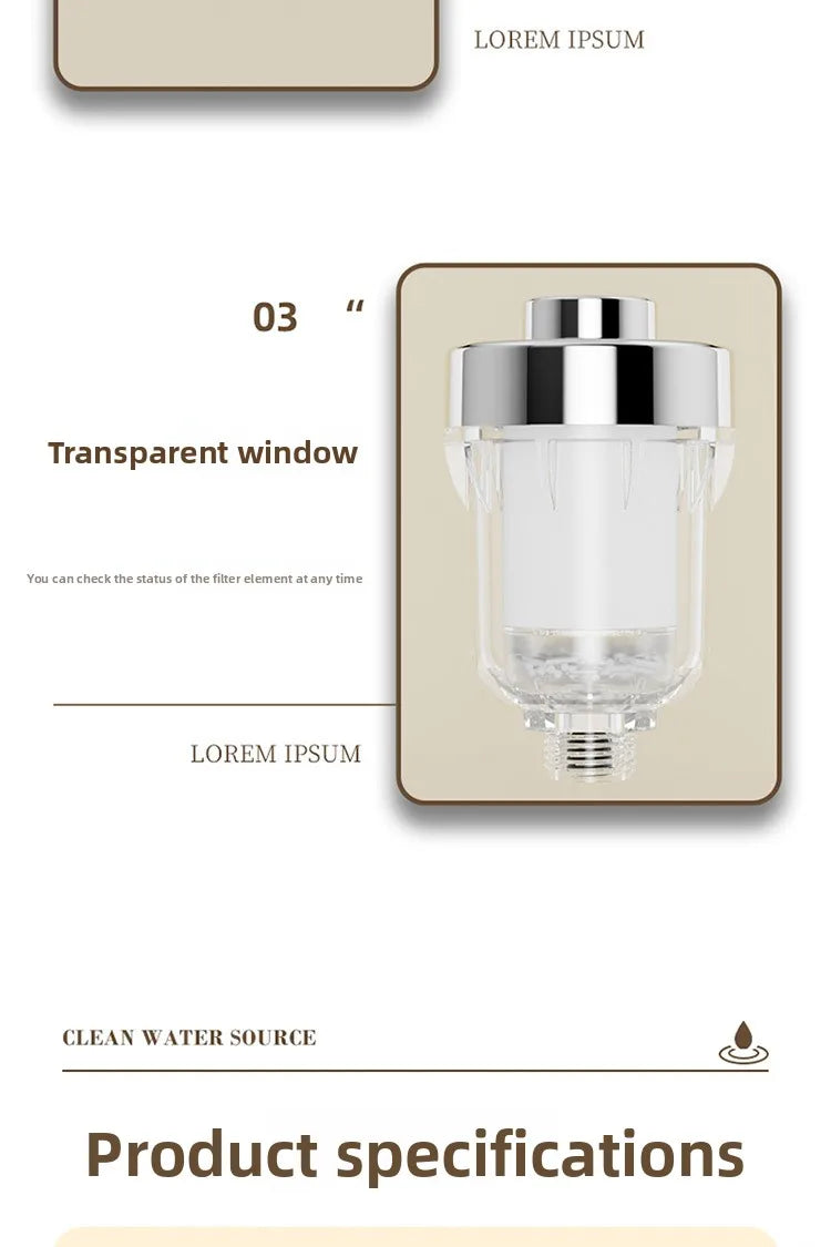 Showerhead Water Filter Universal Fit Bath Filter Removes Chlorine and Impurities Improves Water Quality for Shower