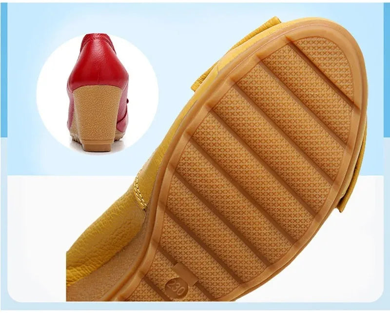 Women's Shoes New Fashion Genuine Leather High Heels Women Wedge Shoes Elegant Casual Woman Shoes Ladies Wedges Female Footwear