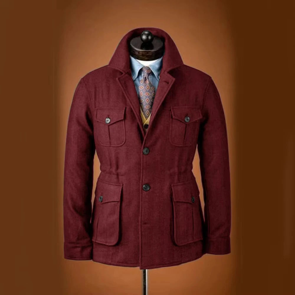 Men's Tweed Jacket Tuxedo Woolen Suit High Quality Costumes Wool Single Breasted Casual Slim Fit Male Blazers Autumn Winter