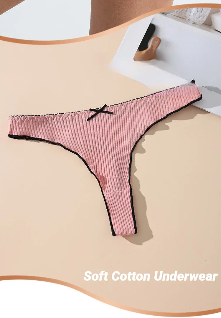 3Pcs Women's Thong Low-rise Panties Solid Color Lingerie Sexy Thongs Fashion Casual Underwear Comfort Fit Women's Tangas