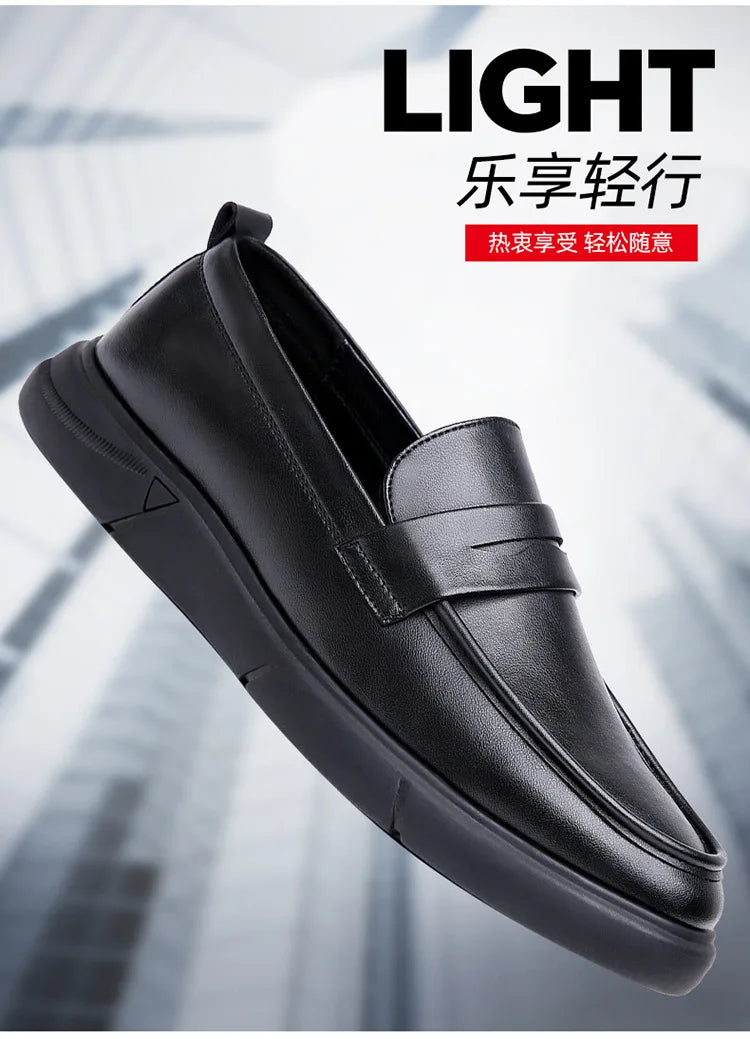 Genuine Leather Men's Business Leather Shoes Soft Soled Comfortable Men's Driving Shoes Loafers