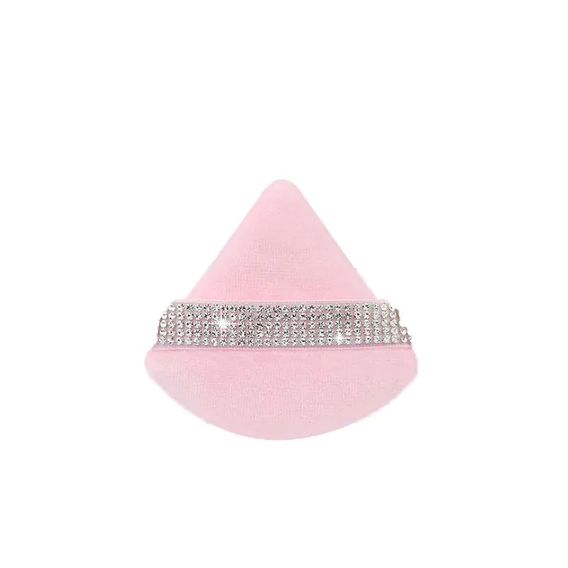 Diamond Triangle Velvet Setting Puff Ribbon Detail Powder Sponge Smooth Finishing Soft Puff for Loose Pressed Powder Application