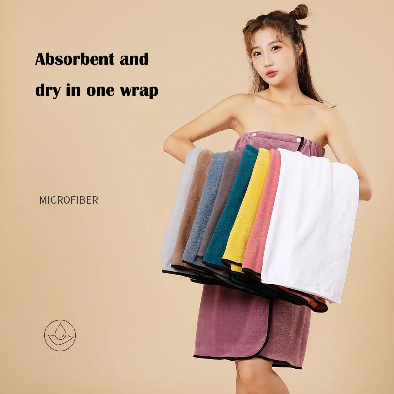 Cotton Bath Towel Wrap Bathrobe Thickened Soft Absorbent Quick Dry Velvet Wearable Plus Towel Hotel Bathing Sleepwear