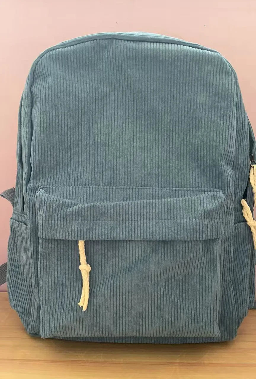 Corduroy Backpack, Academy Fashion School Bags for Middle/High School & College, Cute Tassel Detail, Versatile Casual Daily Bag