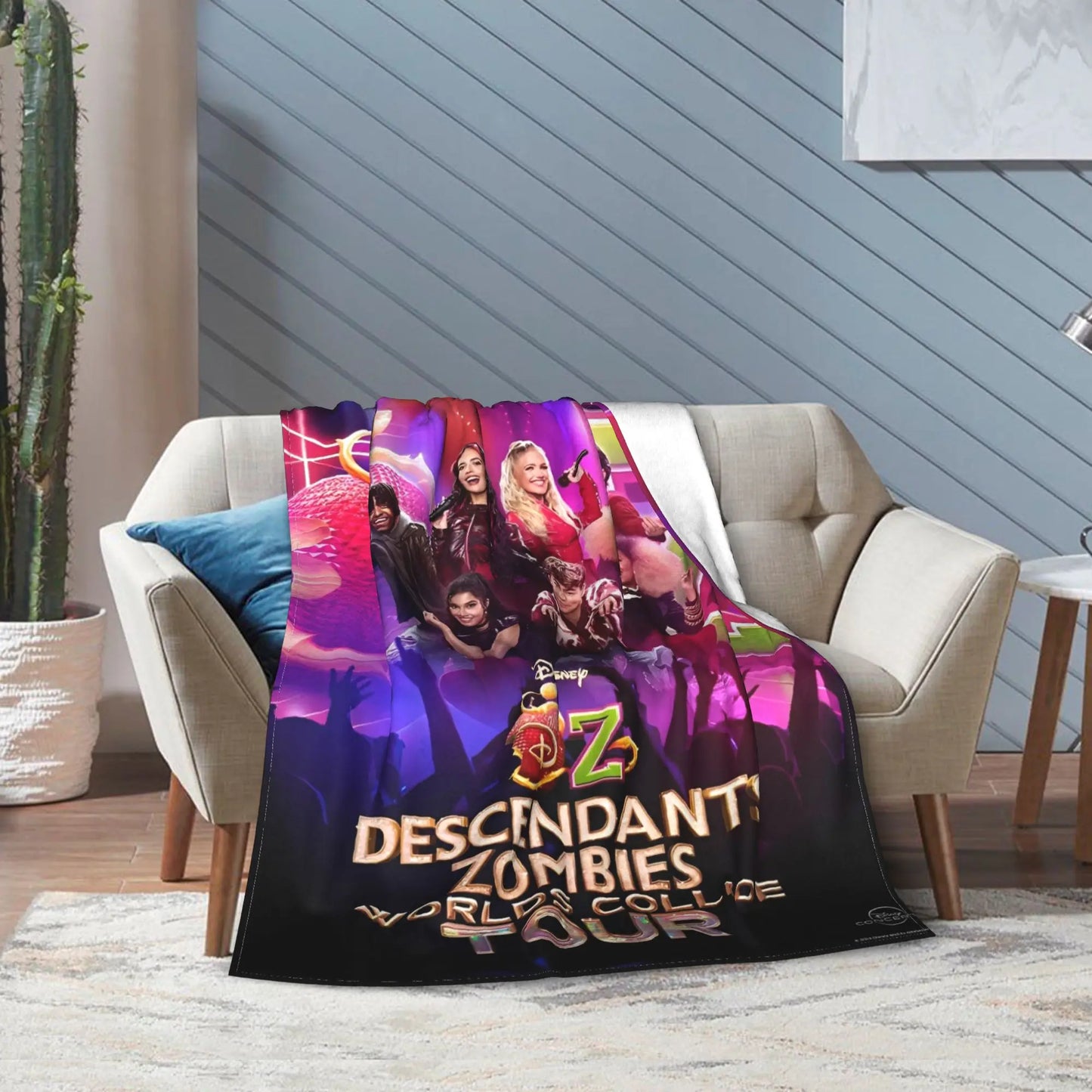 Super Soft Worlds Collide Tour Descendants Zombies Throw Blanket Premium Lightweight Bed Blanket Fuzzy Plush Blankets All Season