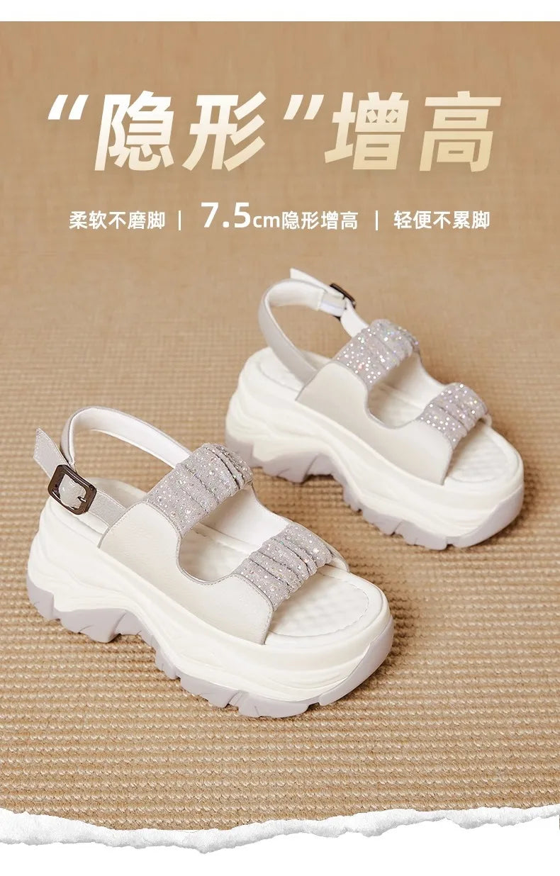 Modern Wedges Sandals For Women's Summer New High Thick Sole Sandals female height Increasing Shoes Woman Ladies Platform Shoes